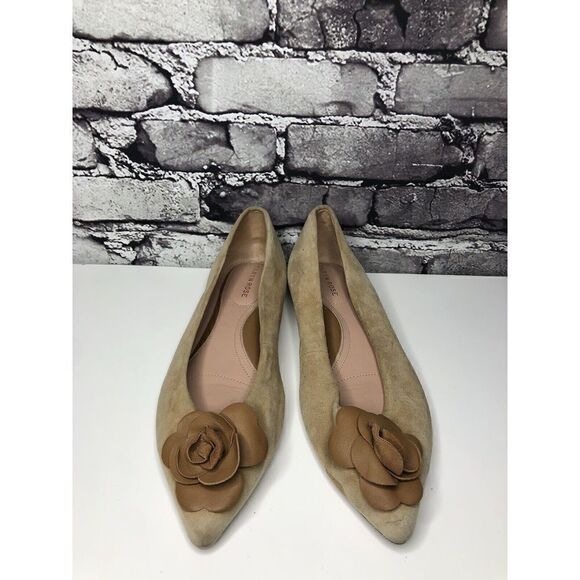 Taryn RoseFrida Beige Suede Rose Ballet Flats Shoes Sz Women’s Sz 8.5B US/38.5EU - Picture 15 of 16